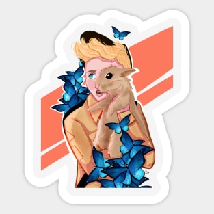 Boy With Rabbit Sticker